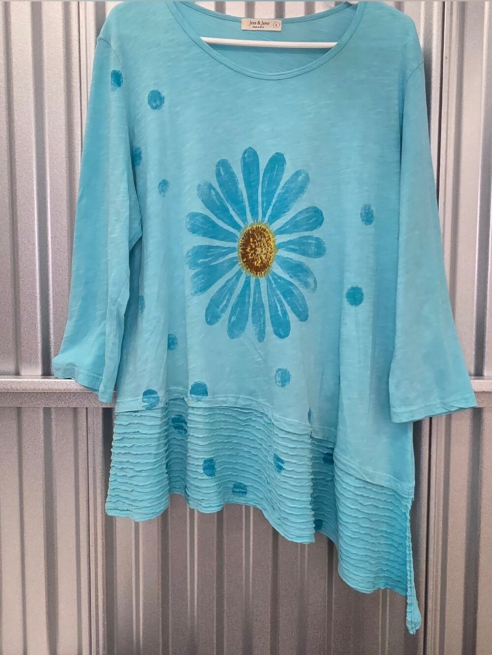 Jess & Jane Artsy Tunic Top Art To Wear Asymmetrical Lightweight Women’s Sz L